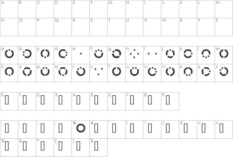 Morseircle code font character map preview