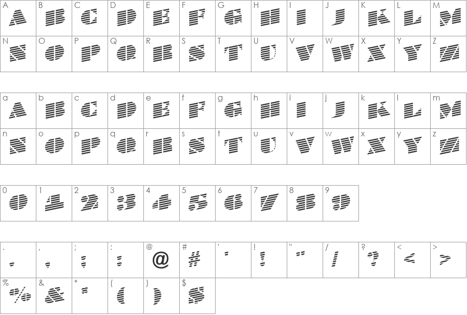 a_BraggaTitulMarUp font character map preview