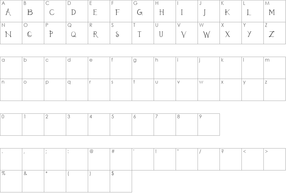 Morton font character map preview