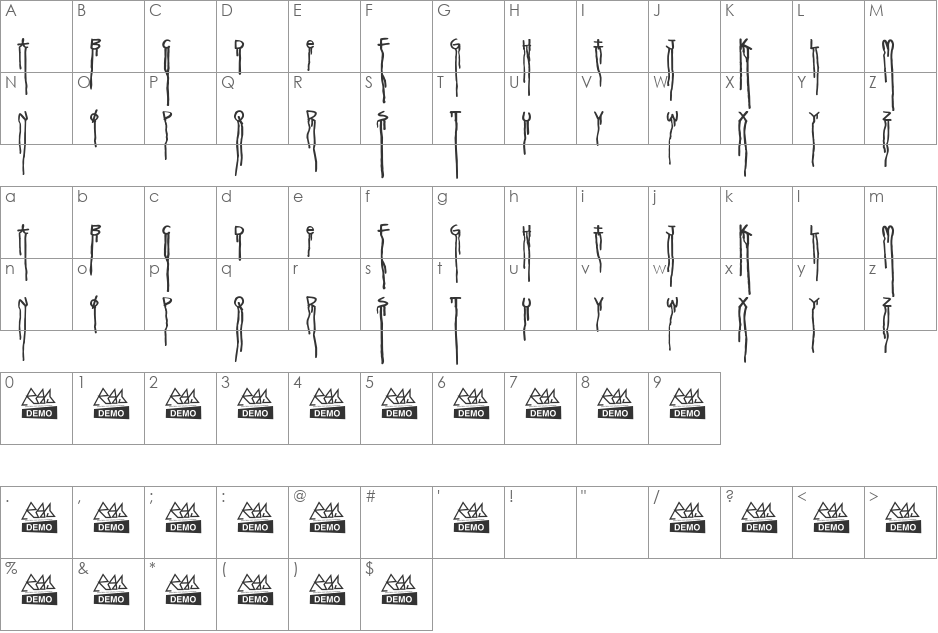 mOSkU font character map preview