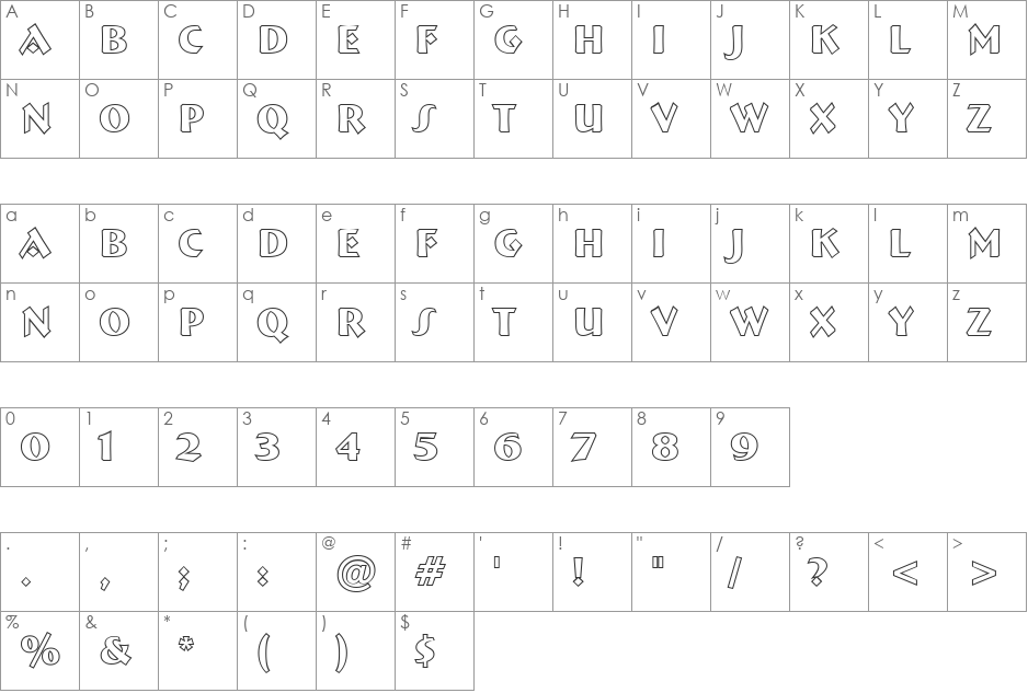 a_BremenBldOtl font character map preview