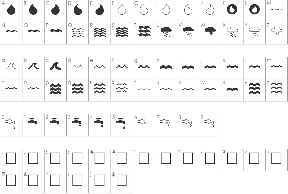 Mostly font character map preview