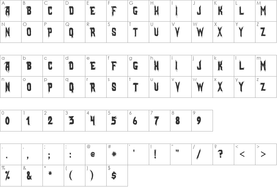 Mostly Ghostly font character map preview