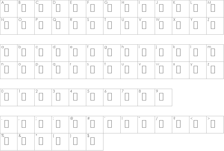 MostxFont font character map preview