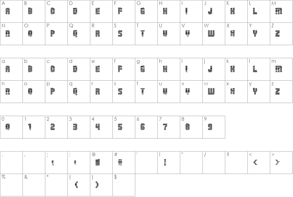 Mother Board font character map preview