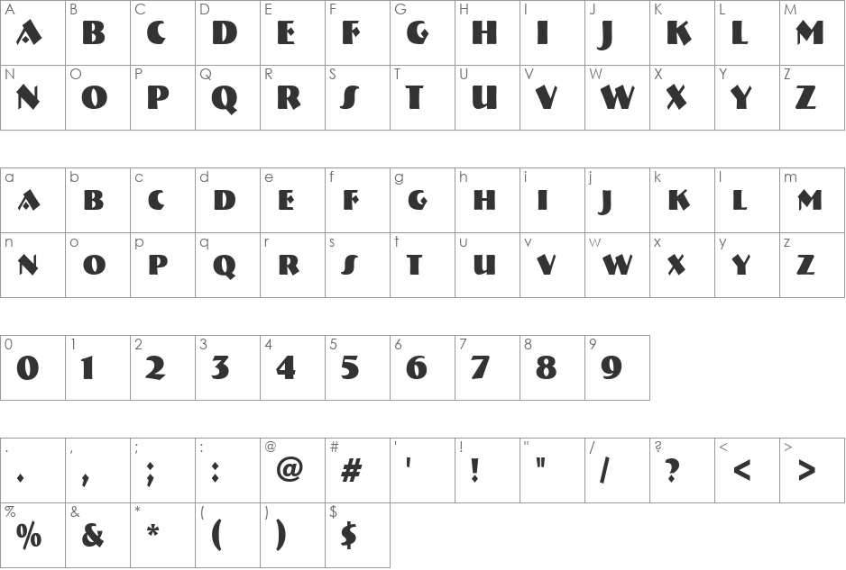 a_BremenCapsNr font character map preview
