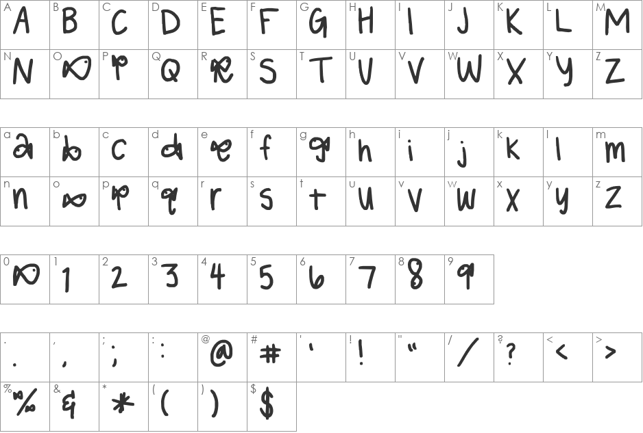 mother whale font character map preview