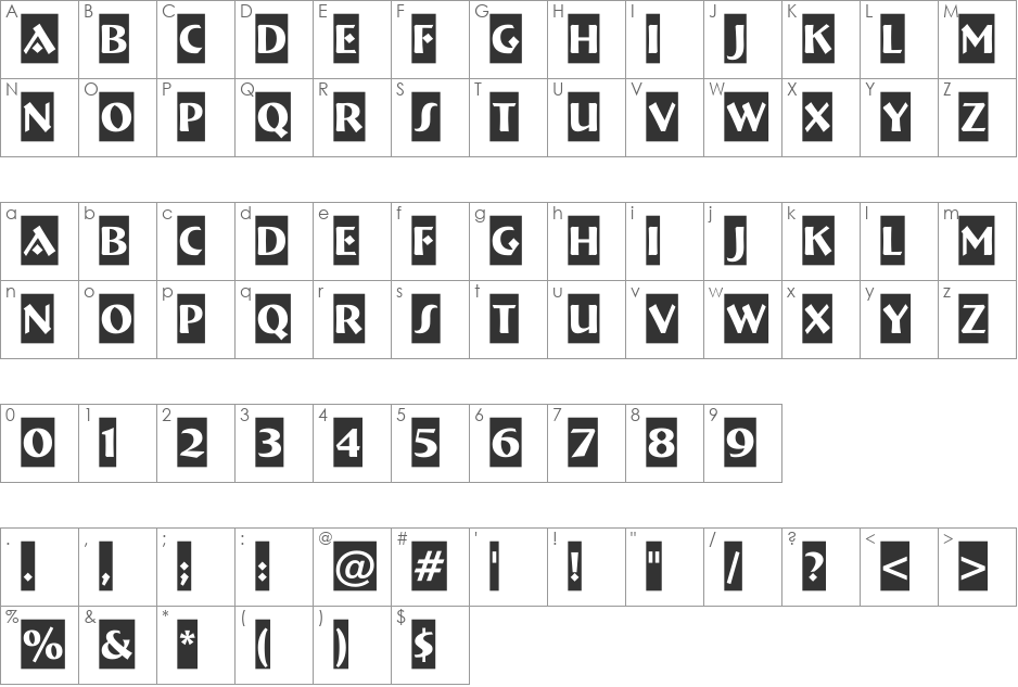 a_BremenCm font character map preview
