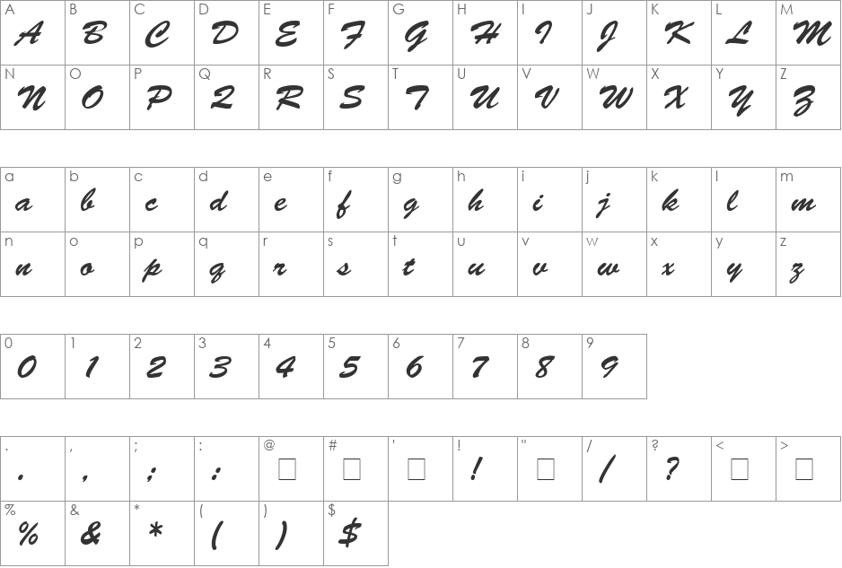 Motif Script SSi font character map preview