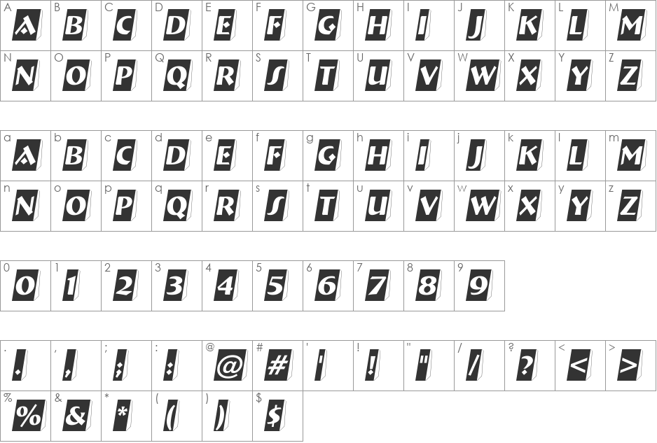 a_BremenCm3D font character map preview