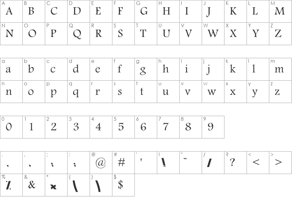 Motken K Nasim font character map preview