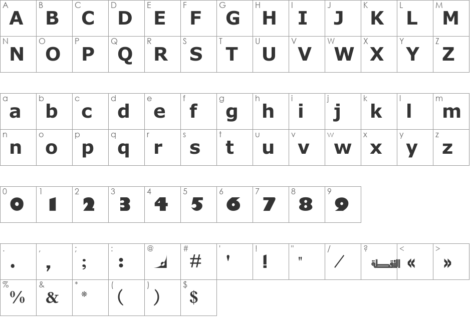 Motken noqta font character map preview
