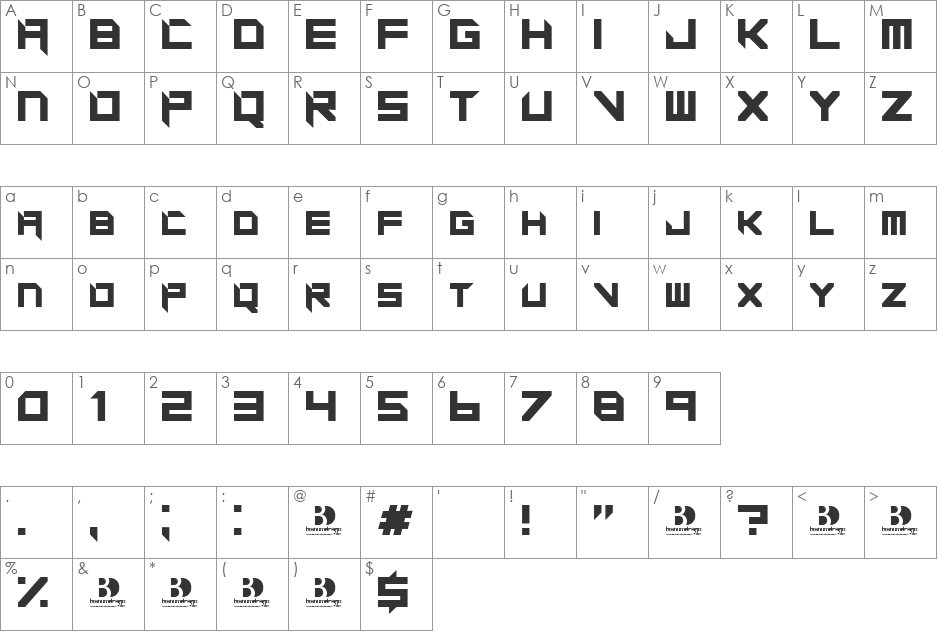 MotorBlock font character map preview