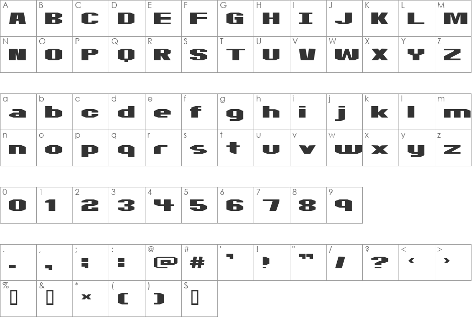 Motorcycle Emptiness font character map preview