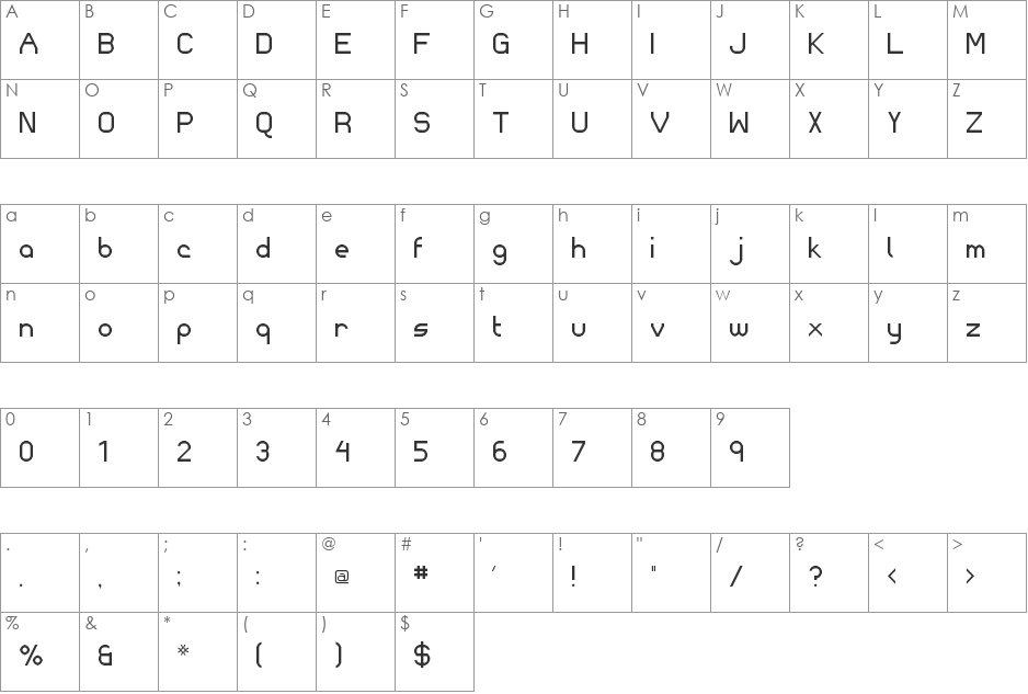 Motorik NBP font character map preview