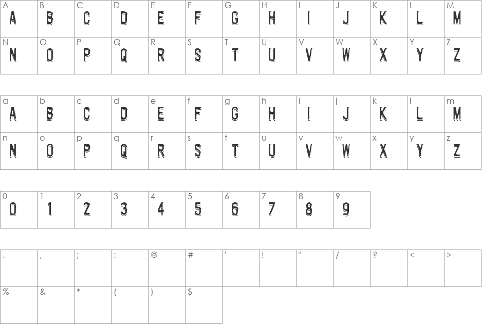 Motorway font character map preview