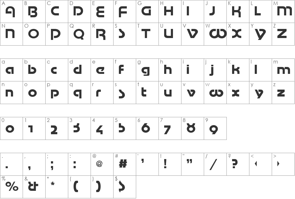 Mottek font character map preview