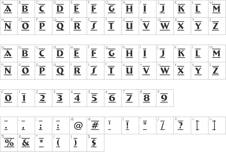 a_BremenDcFr font character map preview