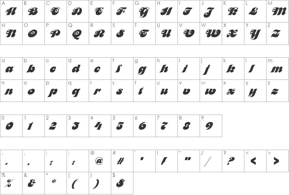 MotterFemD font character map preview