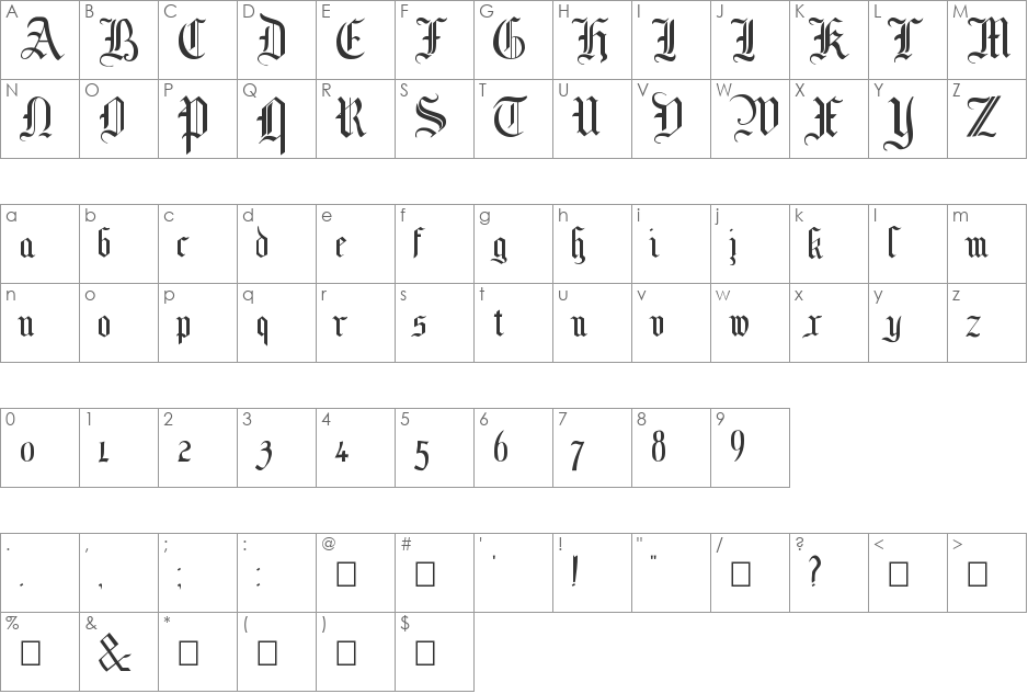 MottisfontNo1 font character map preview