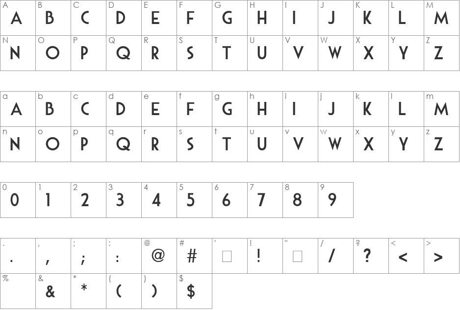 Mouse Deco font character map preview