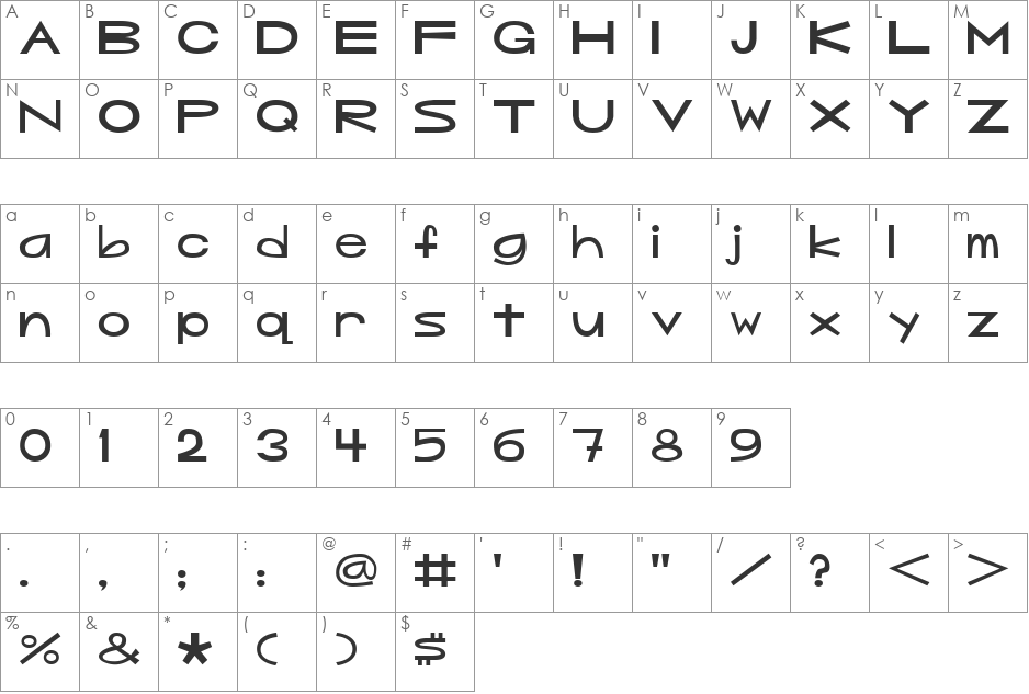 Mouseyer font character map preview