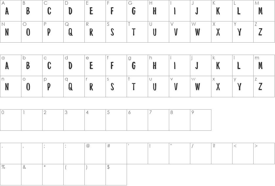 Mouthpiece font character map preview
