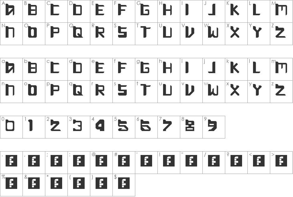 Move Along font character map preview