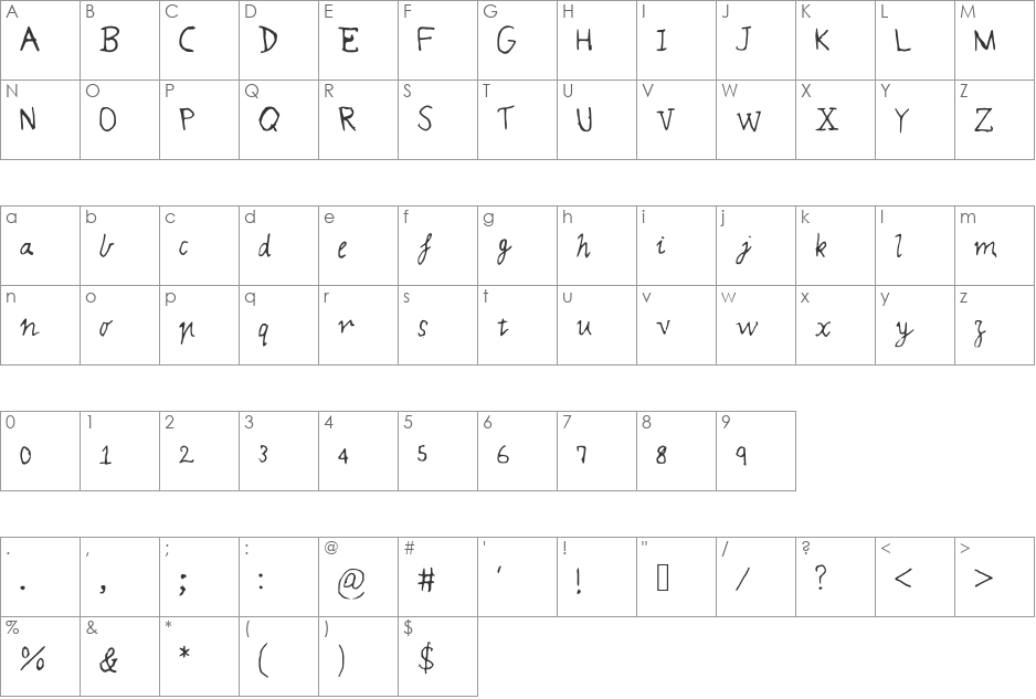 MQSMagic font character map preview
