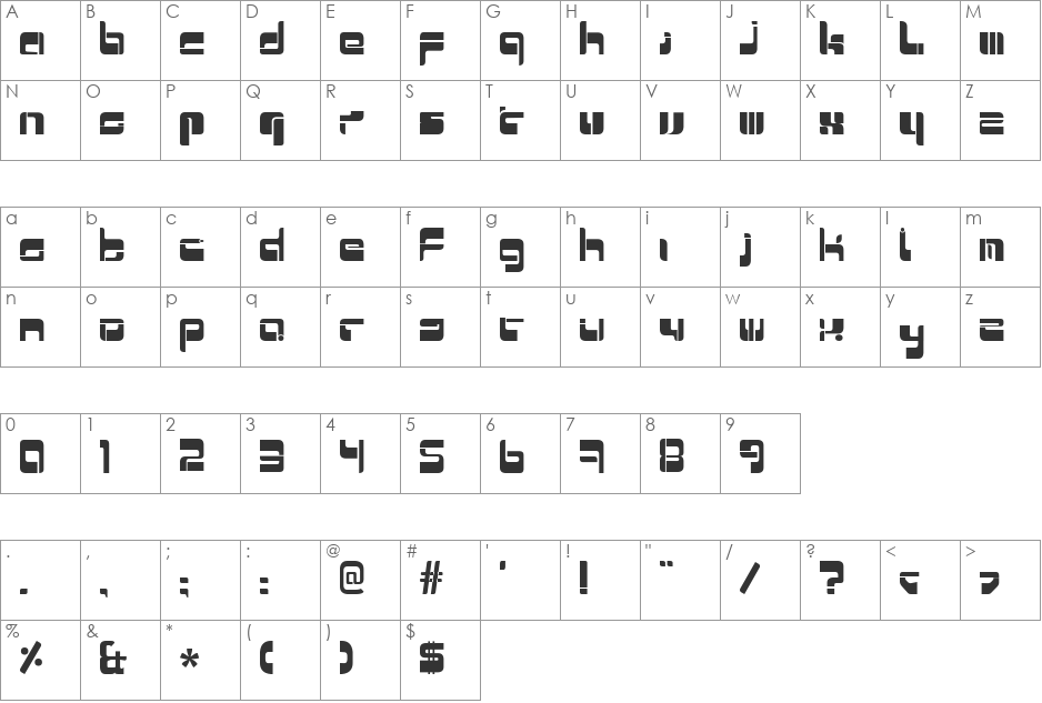 Mr Quicke font character map preview