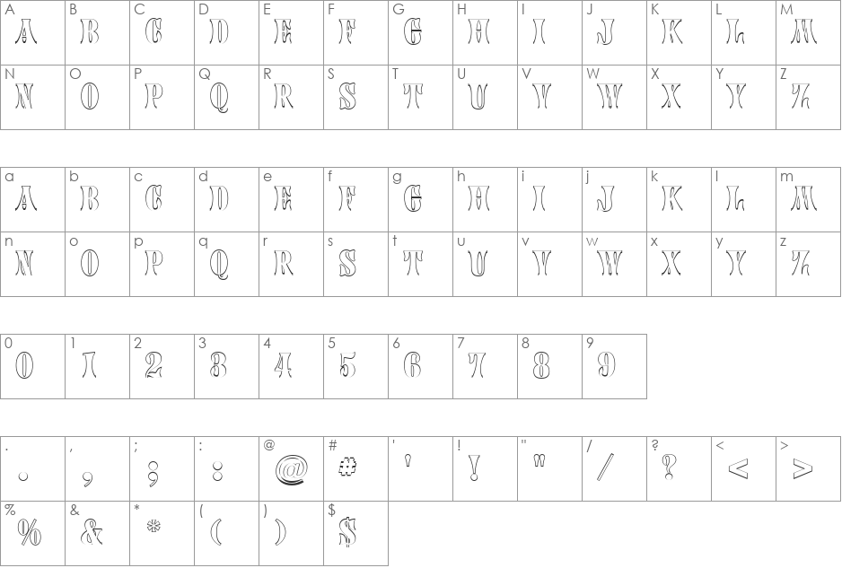 a_CalyxOtl font character map preview