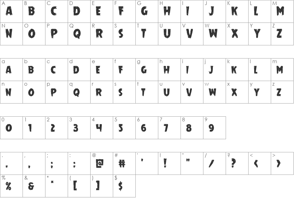 Mrs. Monster font character map preview