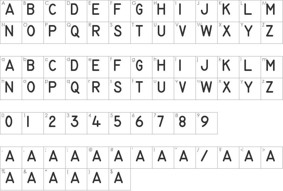 MS 33558 font character map preview