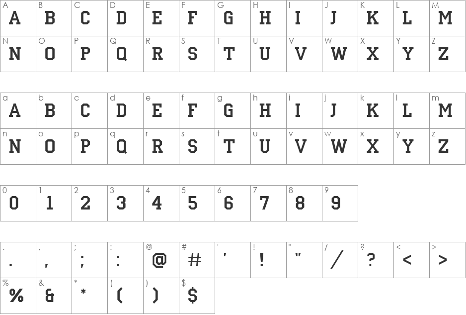 a_Campus font character map preview