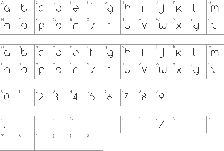 MSD10 font character map preview