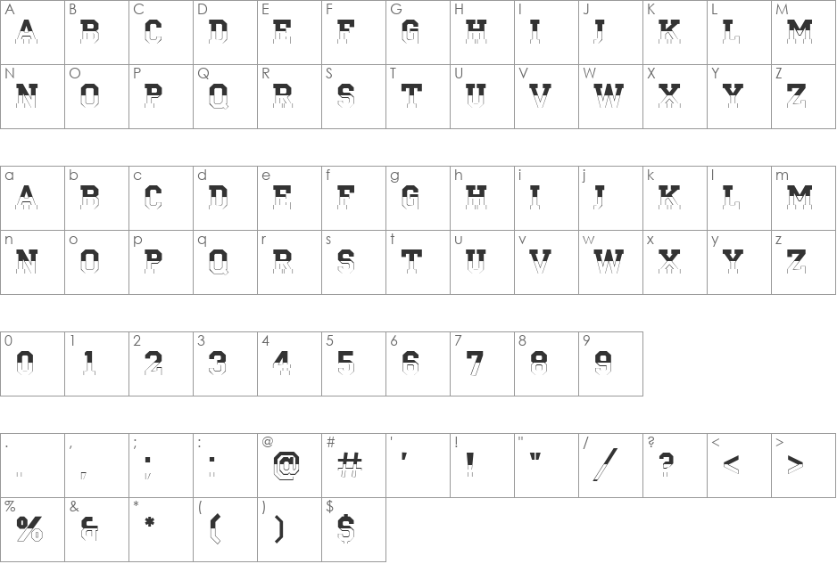 a_CampusB&W font character map preview