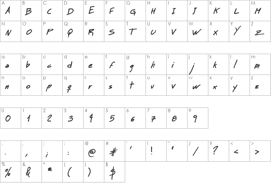 MT Matto Script font character map preview