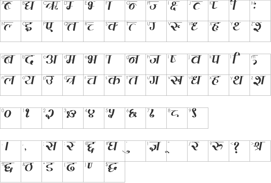 MtEverest font character map preview