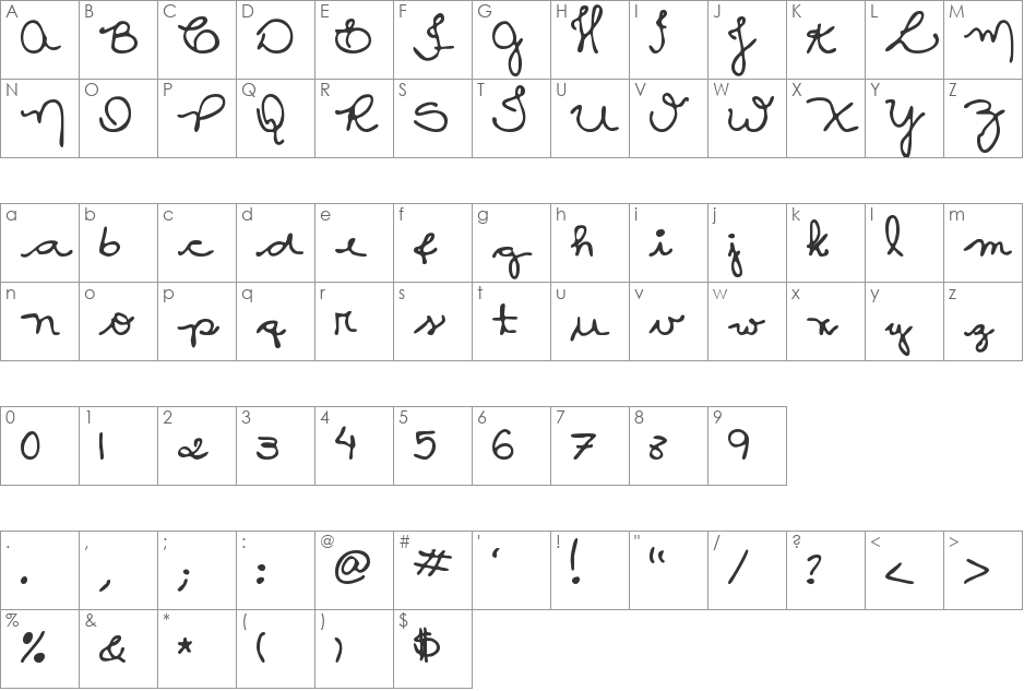 MTF Ca Maura font character map preview