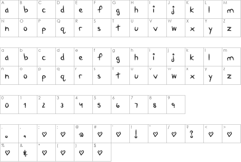 MTF Chunkie font character map preview