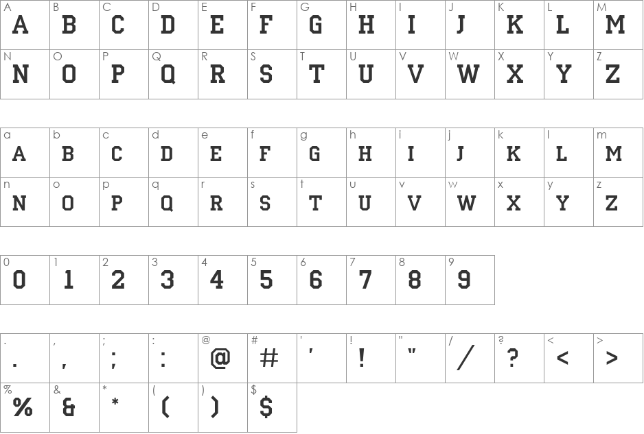 a_CampusCaps font character map preview