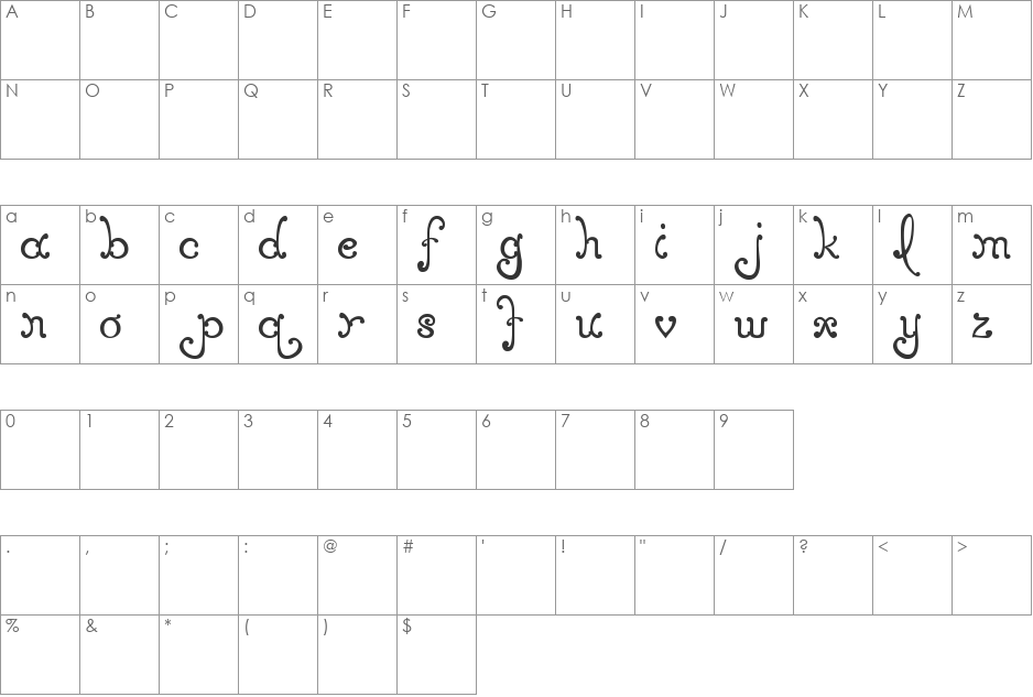 MTF Elegance font character map preview