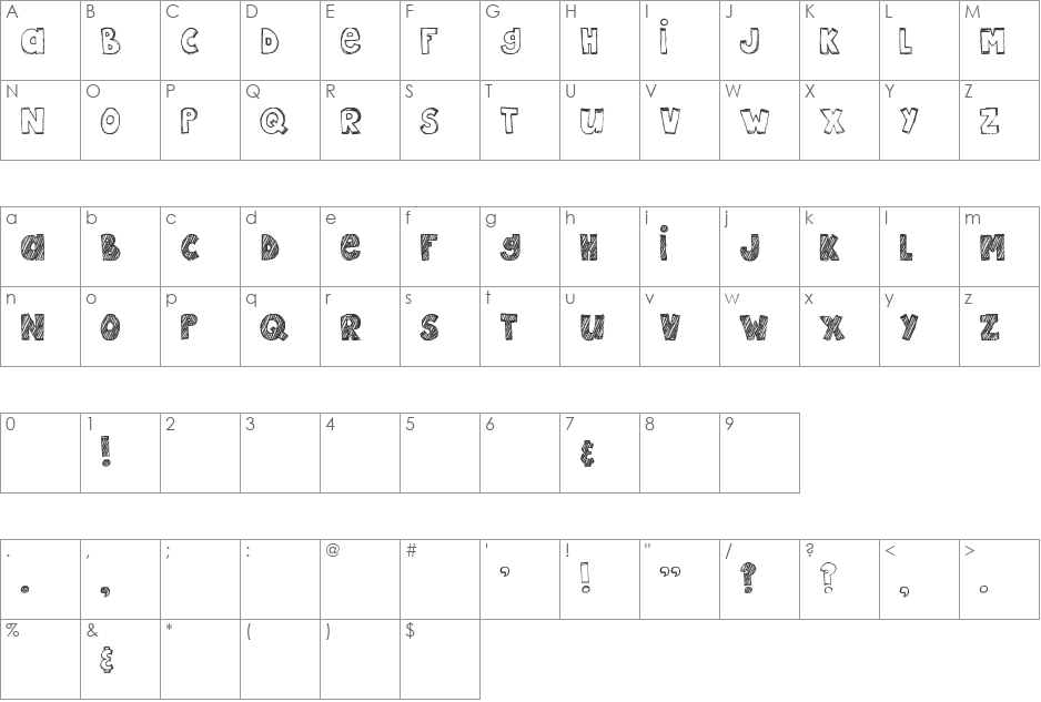 MTF Epic font character map preview