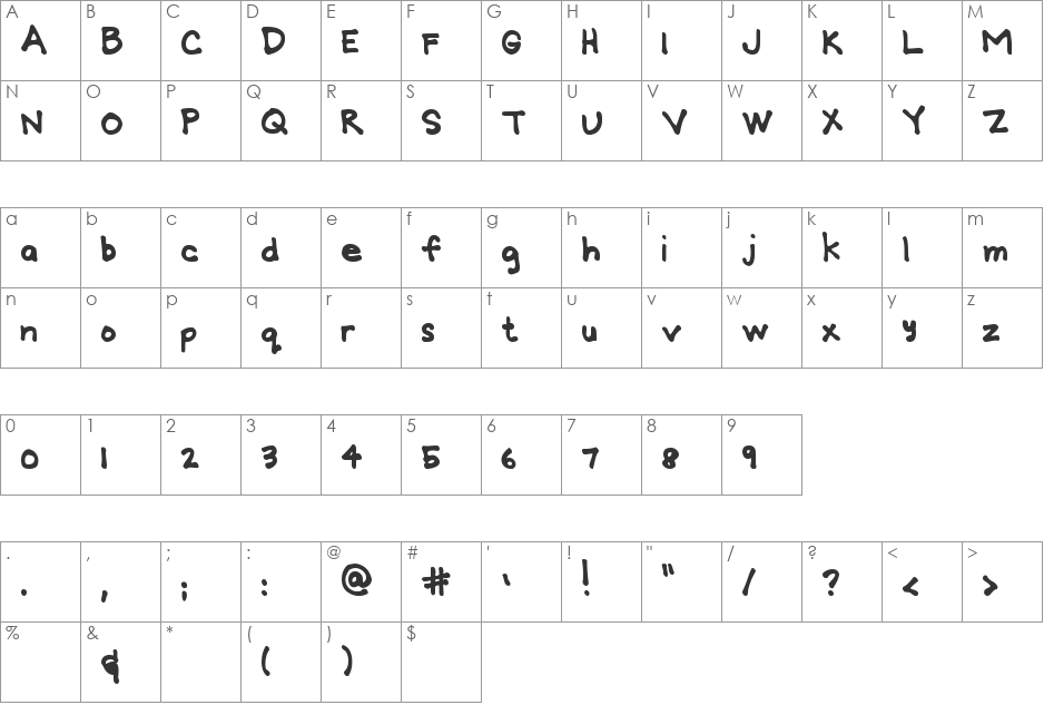 MTF Gridie font character map preview