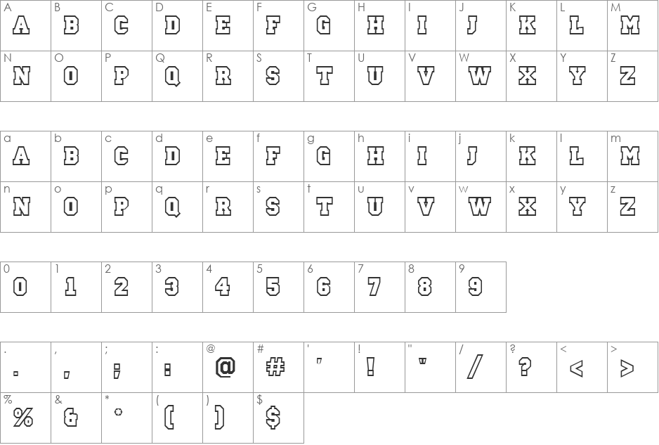 a_CampusClg font character map preview