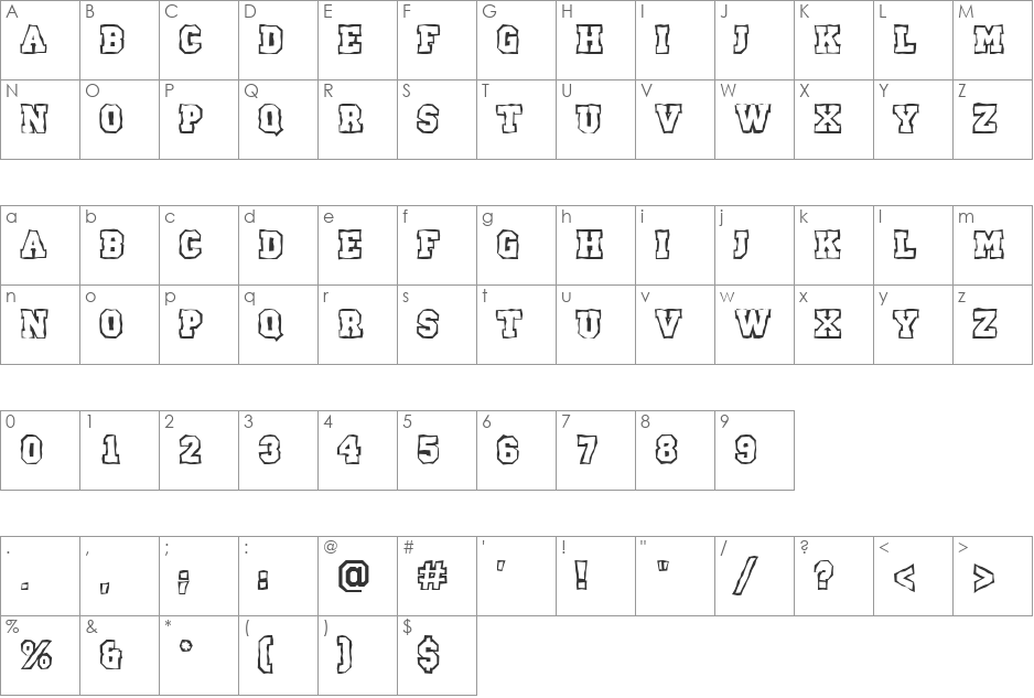 a_CampusClgBrk font character map preview