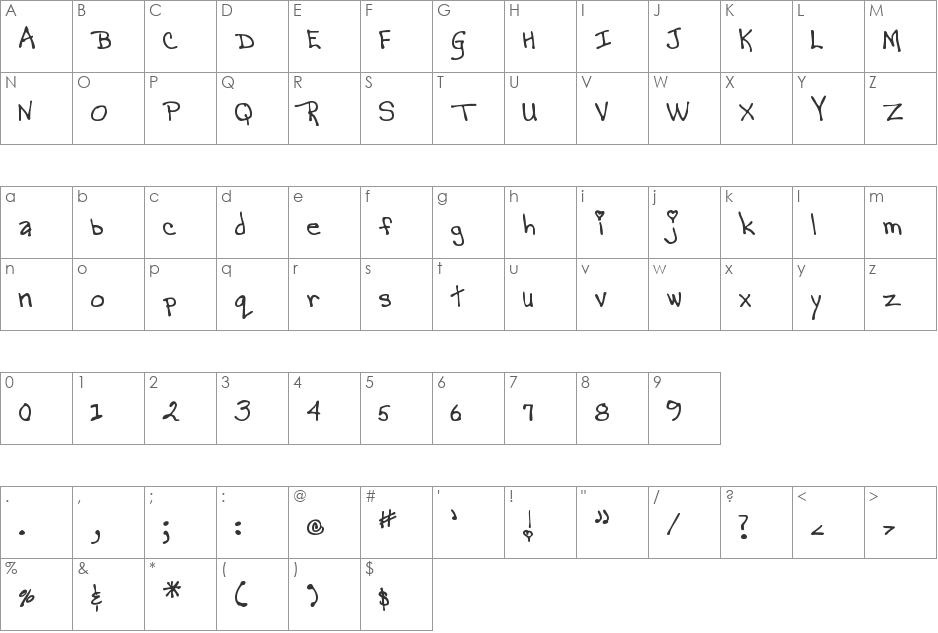 MTF Magical Marilyn font character map preview
