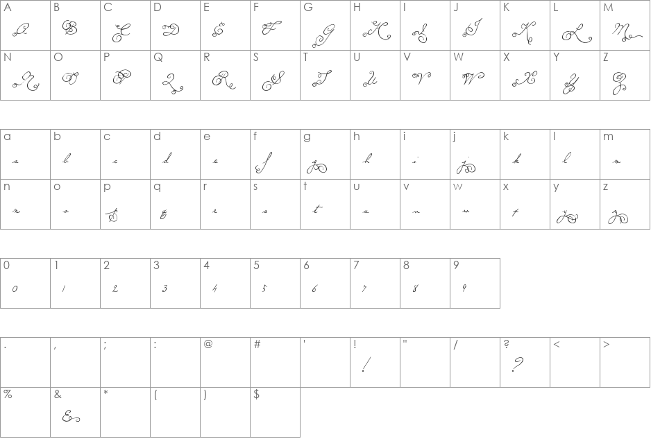 MTF Memory font character map preview