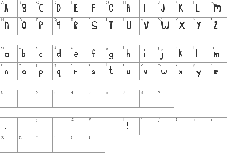 MTF Sweet Cheeks font character map preview