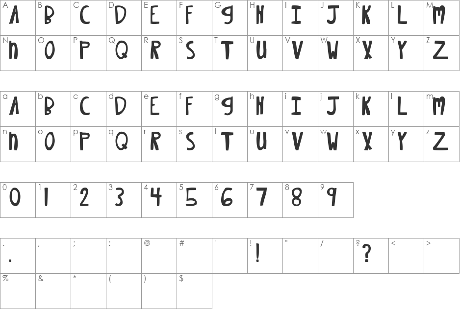 MTF XOXOvo2.1 font character map preview